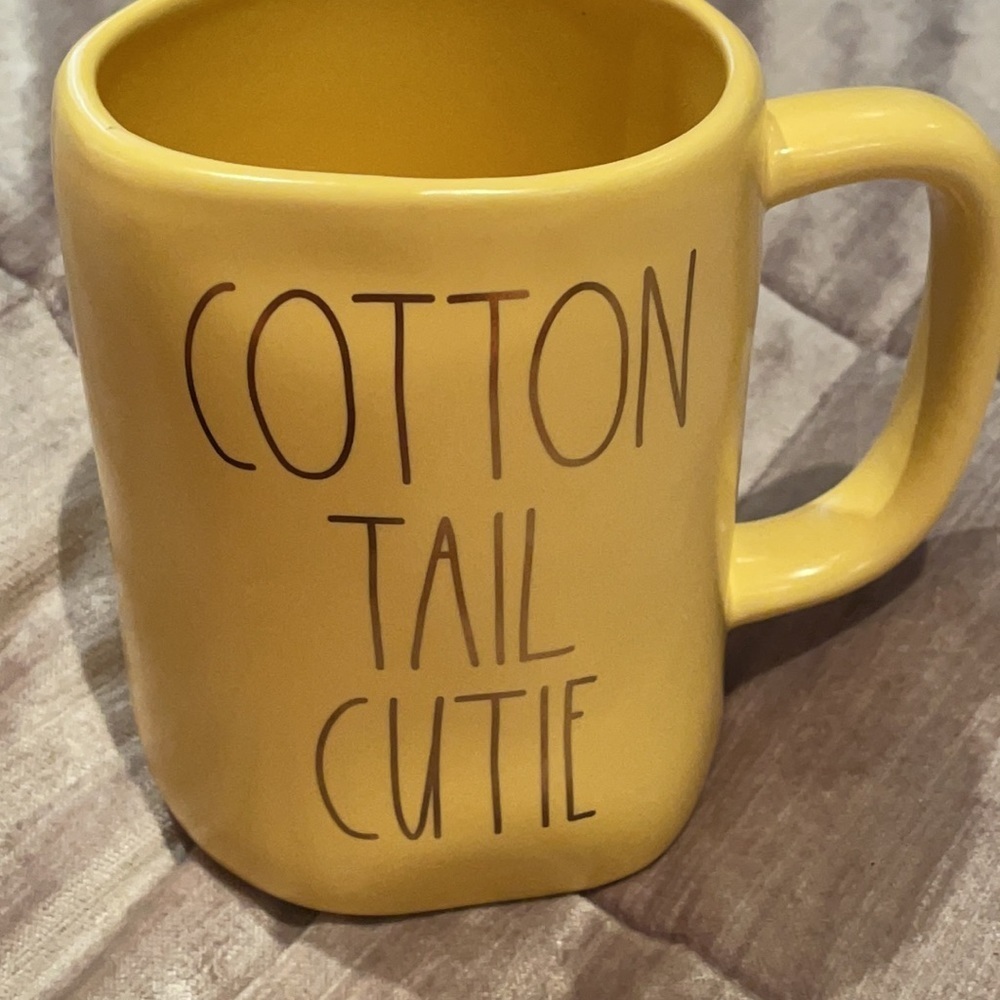 Rae Dunn Egg Yellow Coffee Mug “Cotton Tail Cutie”  NWOTS